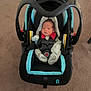 Samuel is registered to the contest to win money with this photo: newborn, baby, car_seat, infant, child, seat_belt, clothing, indoor, carrying_handle, cushion, black, blue, red, person, young_child, floor, carpet, safety, baby_clothes, portrait