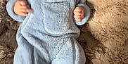 Lorenzo participe au concours pour gagner de l'argent avec cette photo : baby, infant, onesie, blue_clothing, smiling, happy, lying_down, blanket, fuzzy_texture, soft, cute, child, portrait, indoor, cozy, warm, face, person, young_child, expression