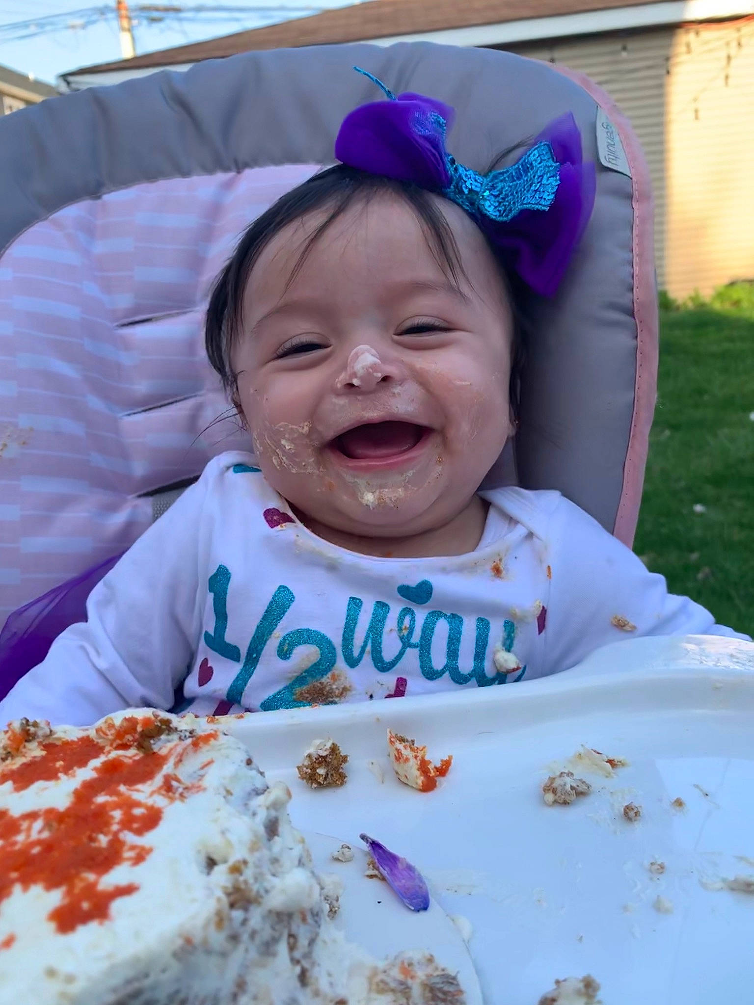 Abella joined the competition — help win amazing prizes! baby, birthday, cheek, child, face, facial_expression, fun, happy, head, laugh, people, person, purple, smile, toddler