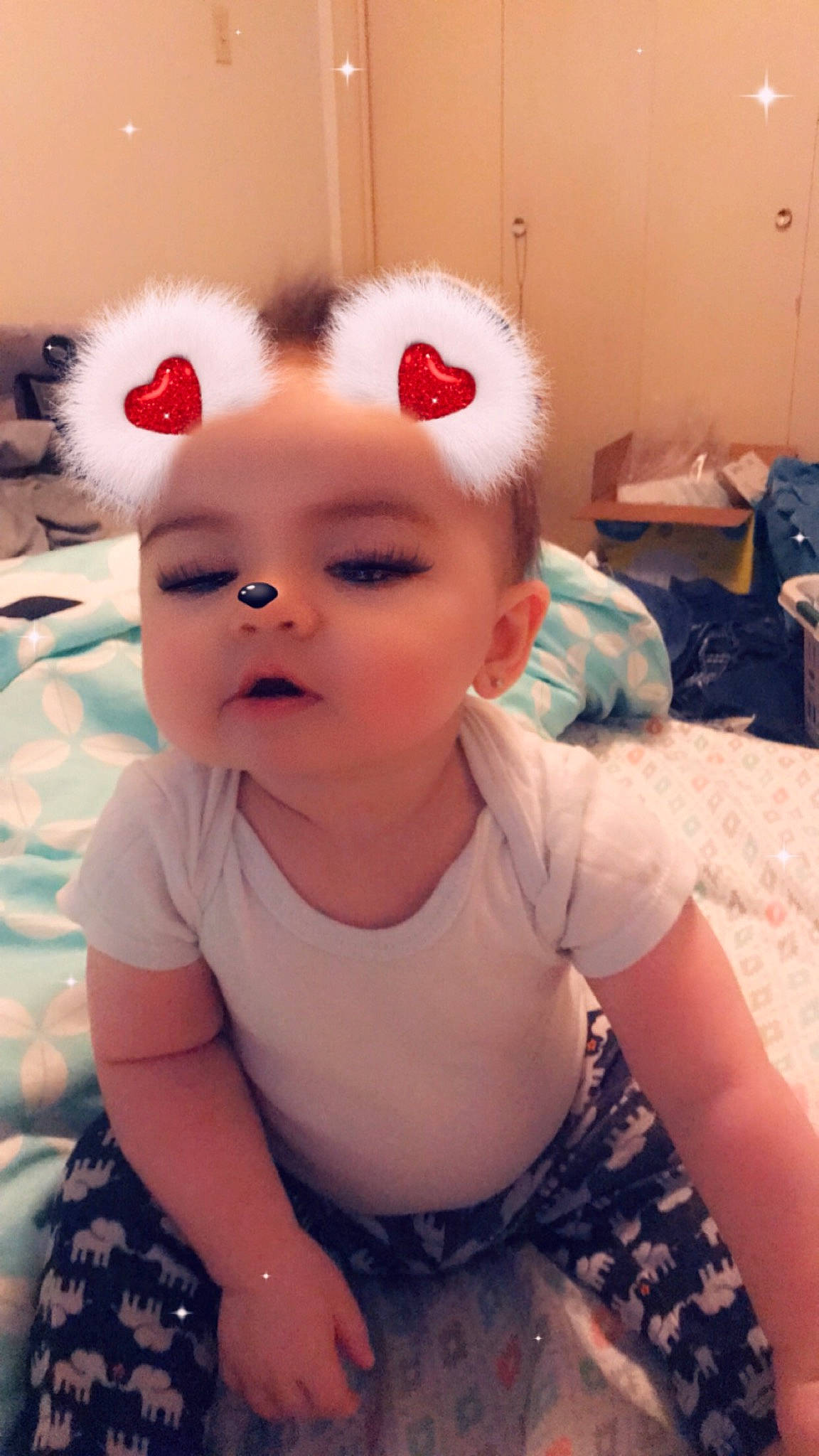 Bryleigh is registered to the contest to win money with this photo: baby, cheek, child, ear, eye, eyebrow, face, forehead, hair_accessory, head, headwear, lip, mouth, nose, person, pink, selfie, skin, smile, toddler