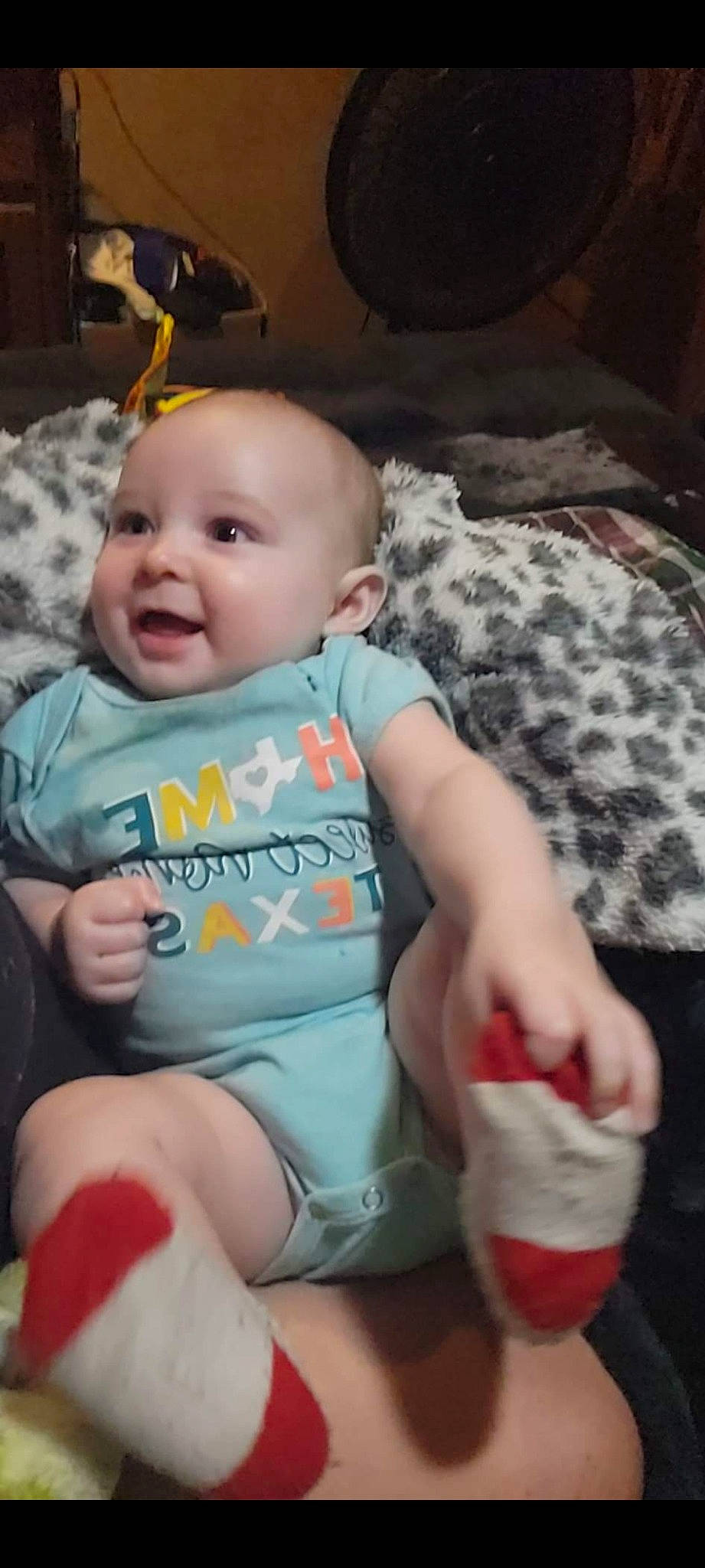 Roland joined the competition — help win amazing prizes! baby, baby_toddler_clothing, cheek, chin, comfort, finger, fun, happy, human_body, iris, lap, leg, mouth, pattern, person, sitting, skin, sleeve, smile, thigh
