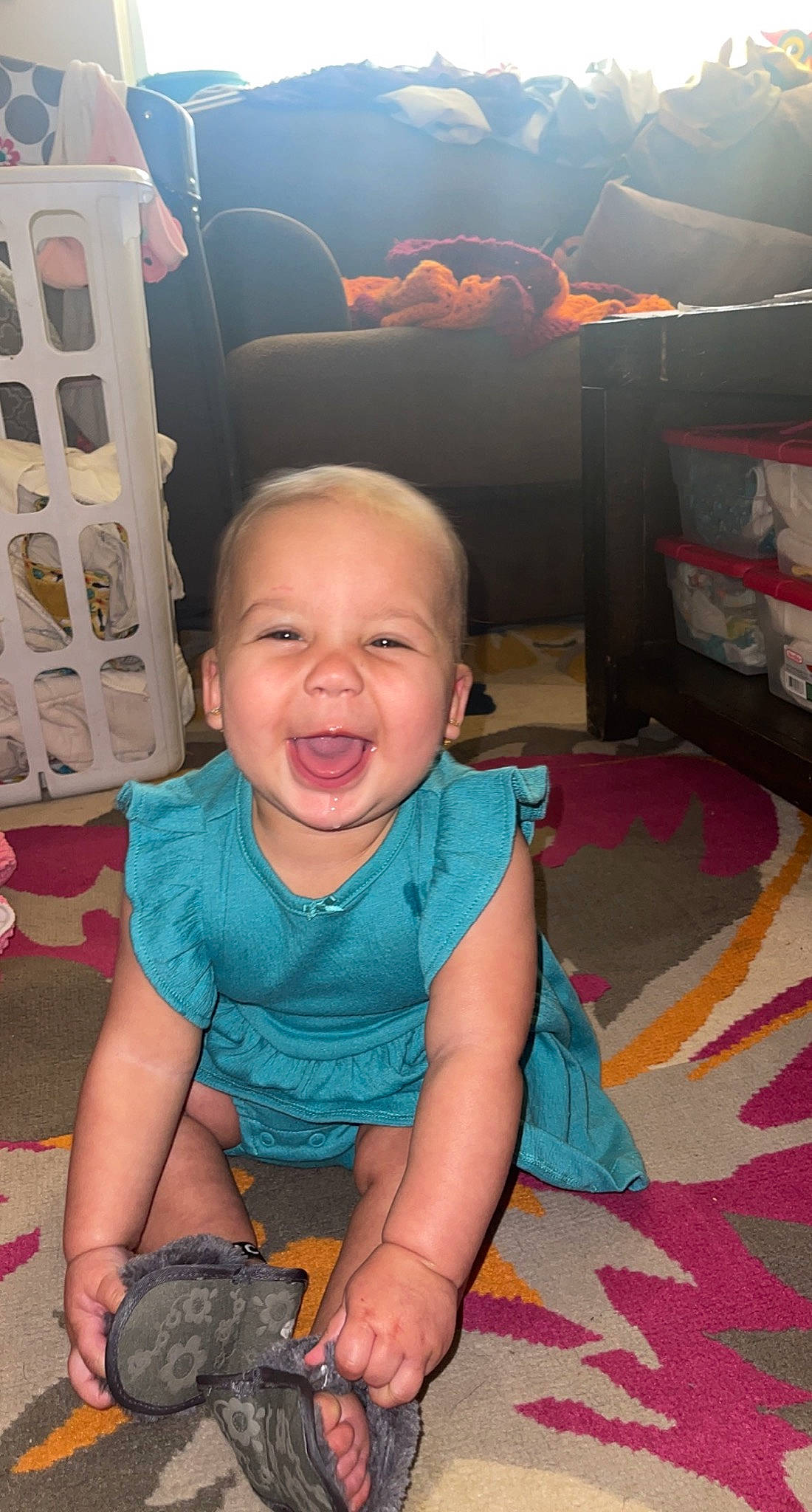 Ohana joined the competition — help win amazing prizes! baby, baby_toddler_clothing, cheek, child, facial_expression, floor, flooring, fun, hairstyle, happy, head, iris, mouth, people, person, pink, skin, smile, standing, summer
