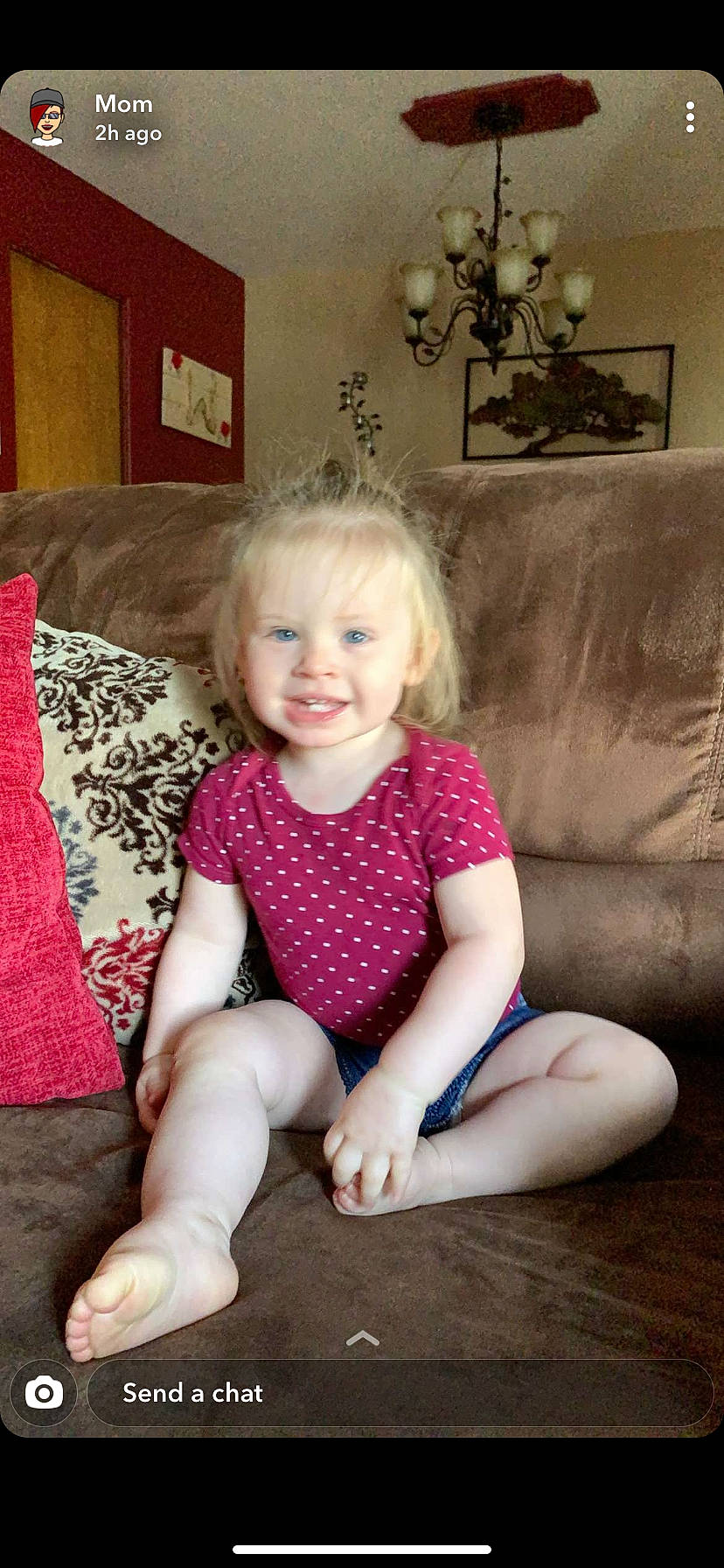 Cambria is registered to the contest to win money with this photo: baby, child, joy, leg, person, pink, sitting, smile, toddler