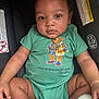 Jaylen joined the competition — help win amazing prizes! baby, child, car_seat, green_onesie, polo_bear, ralph_lauren, white_shoes, chubby_arms, chubby_legs, earrings, face, eyes, hands, legs, infant, sitting, warning_label, seatbelt, portrait, indoor