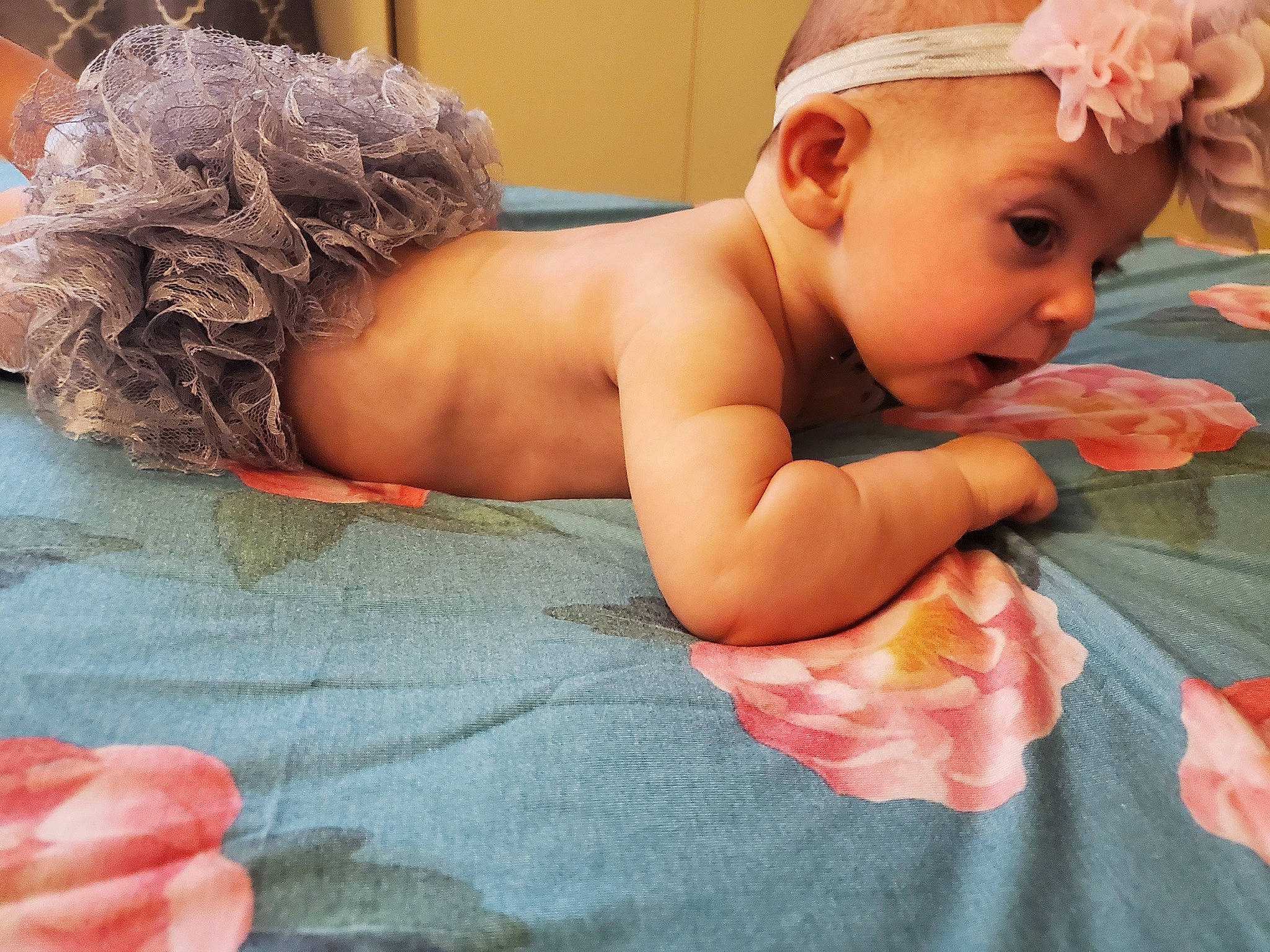 Kaylynn joined the competition — help win amazing prizes! abdomen, baby, baby_toddler_clothing, blond, cap, chest, child, comfort, finger, flooring, hairstyle, happy, head, headband, headpiece, headwear, person, pink, skin, thumb