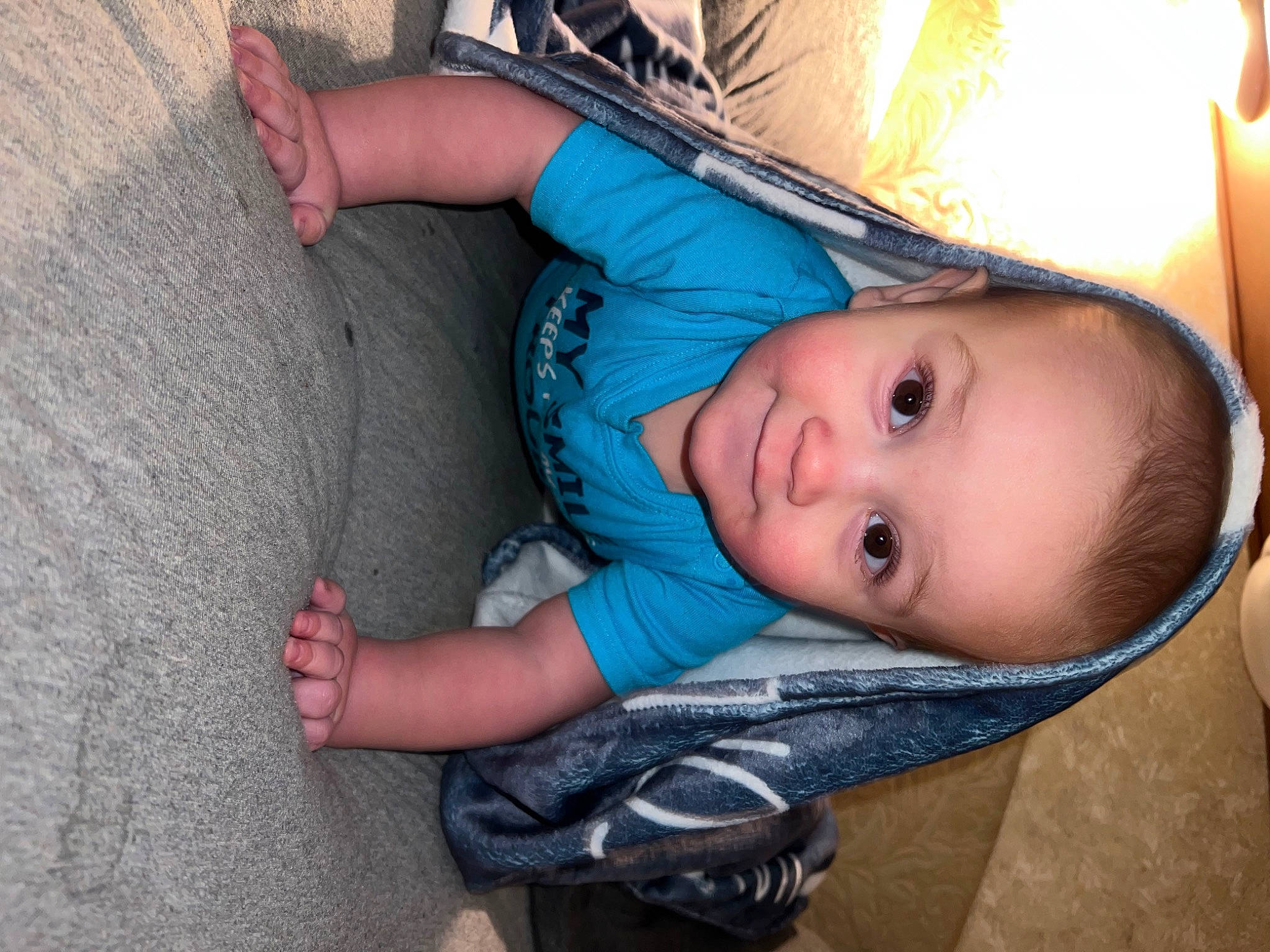 Kayson joined the competition — help win amazing prizes! baby, baby_toddler_clothing, cheek, child, comfort, cool, electric_blue, eye, facial_expression, fun, happy, human_body, iris, mouth, nose, person, plant, skin, toddler, tree