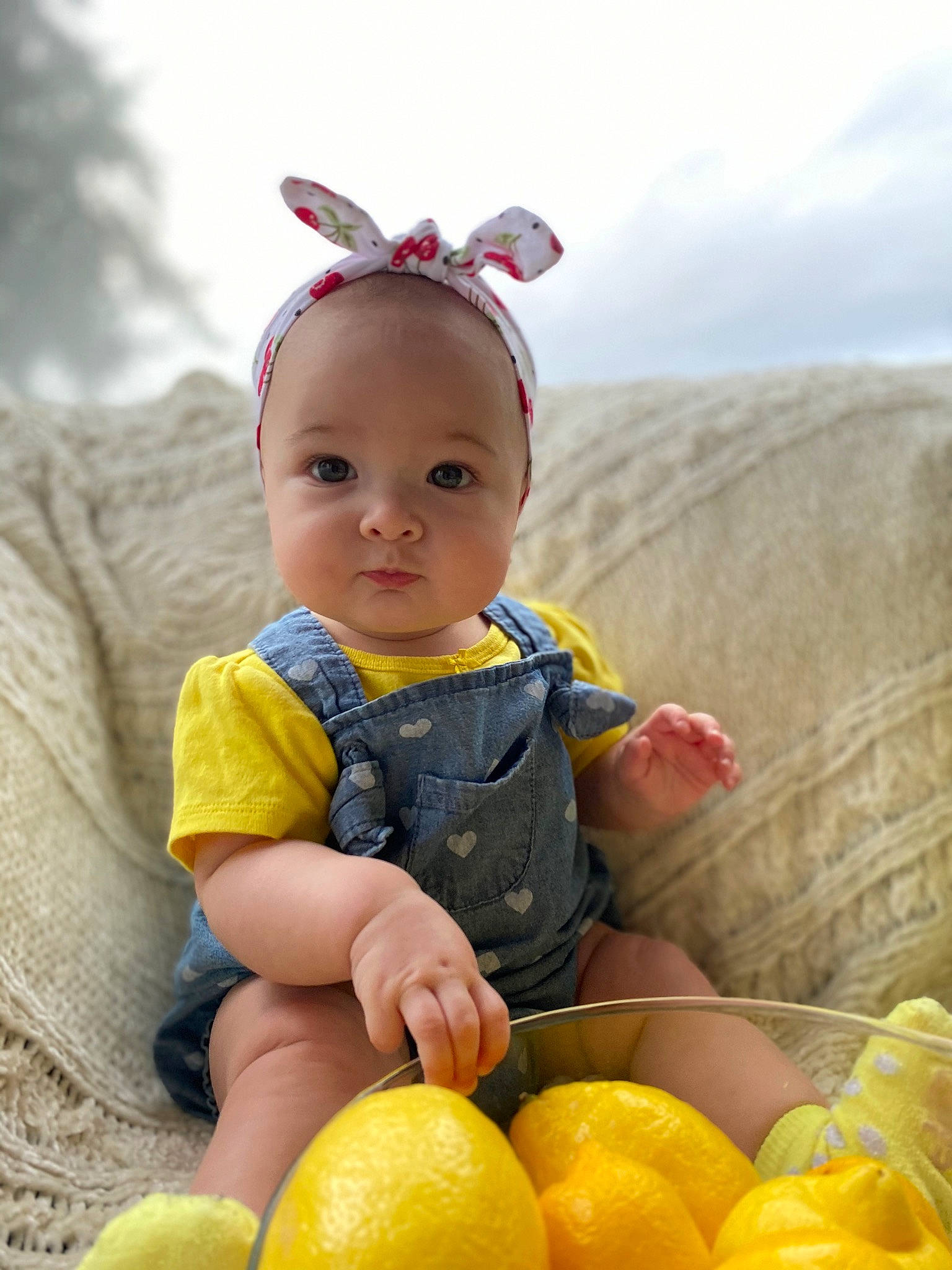 Calliope joined the competition — help win amazing prizes! baby, baby_toddler_clothing, child, cloud, eye, fruit, fun, grass, green, happy, natural_foods, people_in_nature, person, photograph, plant, skin, sky, sleeve, toddler, valencia_orange