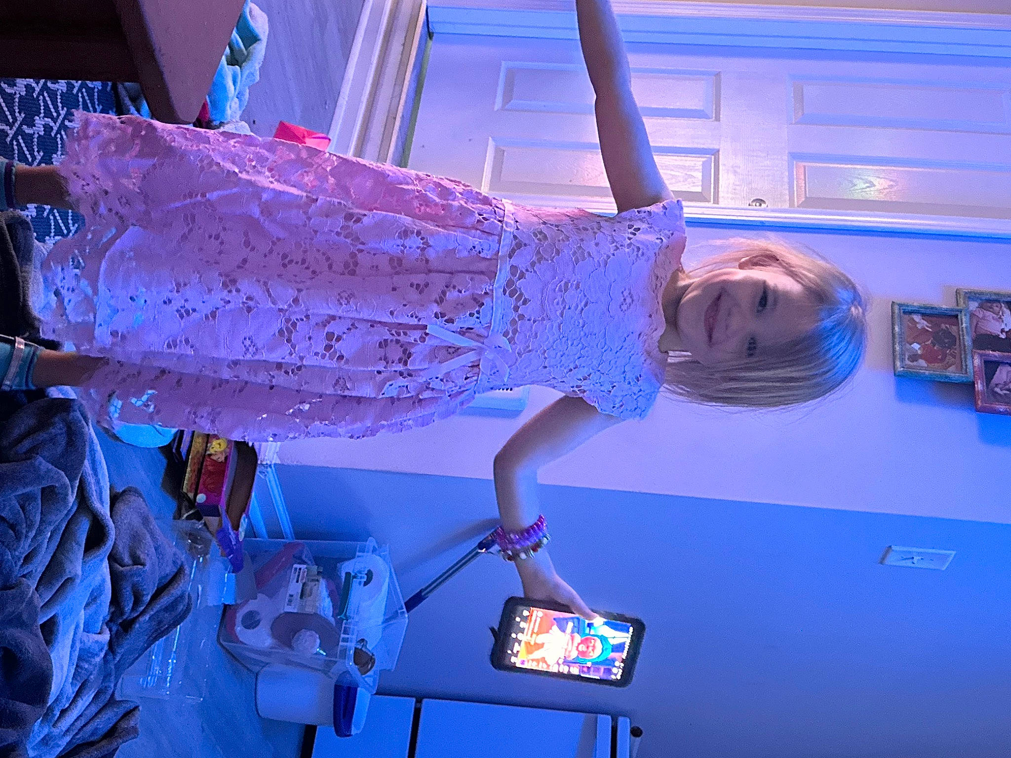 Kailynn is registered to the contest to win money with this photo: blue, cocktail_dress, costume_design, display_case, dress, electric_blue, entertainment, event, fashion_design, fun, haute_couture, human_leg, joy, machine, magenta, performance, performance_art, performing_arts, person, purple