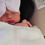 Alia joined the competition — help win amazing prizes! newborn, baby, sleeping, car_seat, blanket, hat, bow, infant, child, soft, cozy, resting, cute, pink, pastel, toddler, face, headwear, comfort, indoor