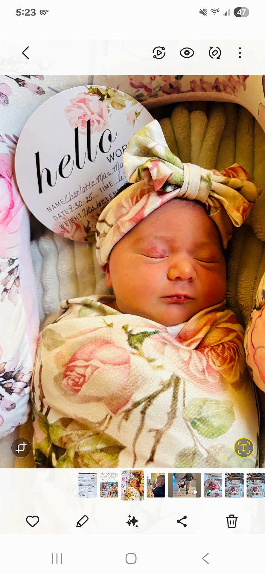 Charlotte is registered to the contest to win money with this photo: newborn, baby, sleeping, floral, blanket, headband, infant, portrait, closeup, soft, cozy, cute, child, wrapped, peaceful, indoors, person, flower, resting, warm