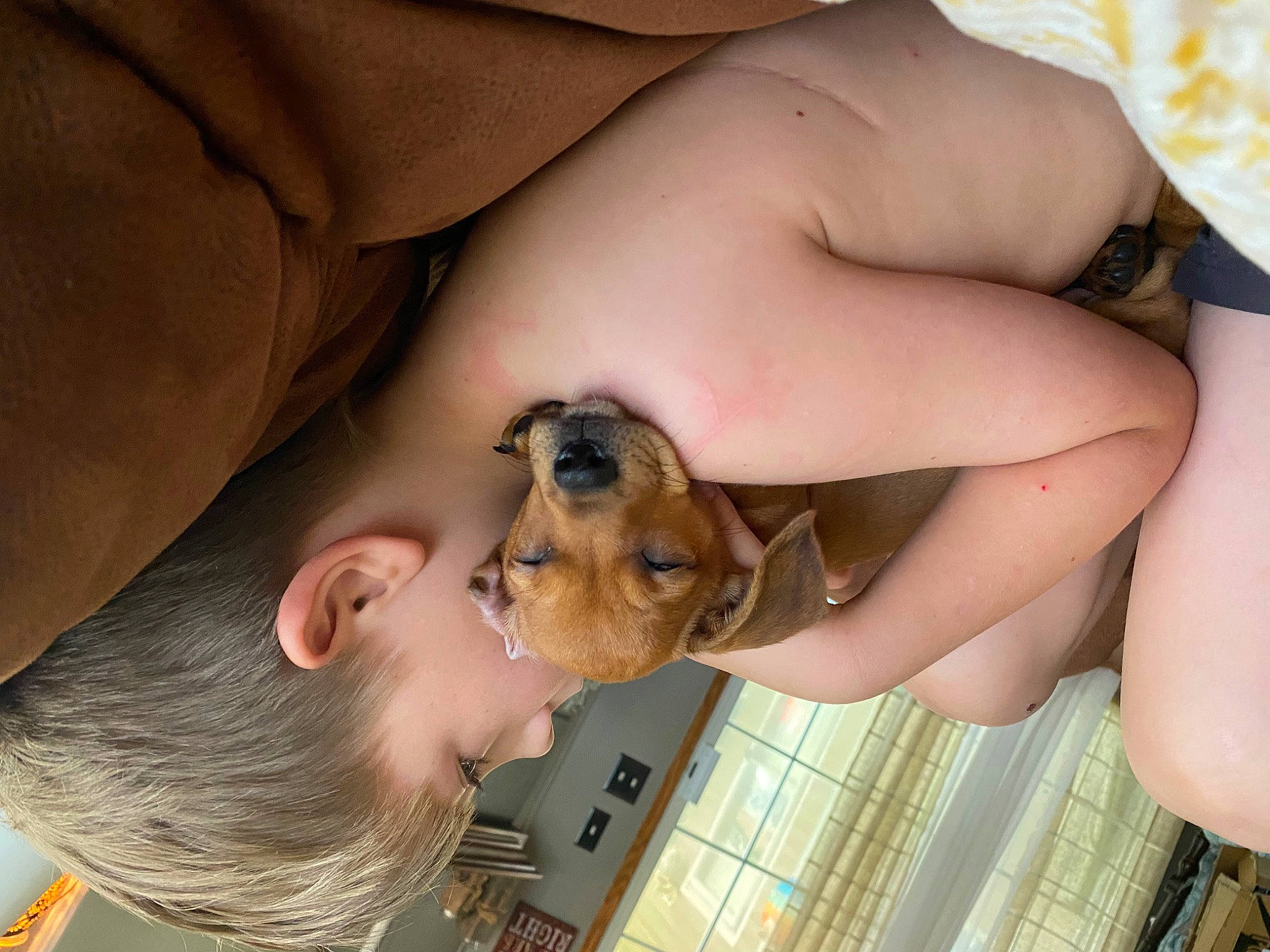 Princeton is registered to the contest to win money with this photo: blond, canidae, carnivore, companion_dog, dog_breed, eyelash, fawn, foot, fun, gesture, happy, human_leg, leg, nail, organ, skin, sporting_group, sunglasses, thigh, thumb