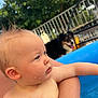 Marin participe au concours pour gagner de l'argent avec cette photo : animal, arm, baby, blue, chair, child, dog, fence, hand, nature, outdoor, person, pet, pool, portrait, skin, summer, sunlight, water, wet