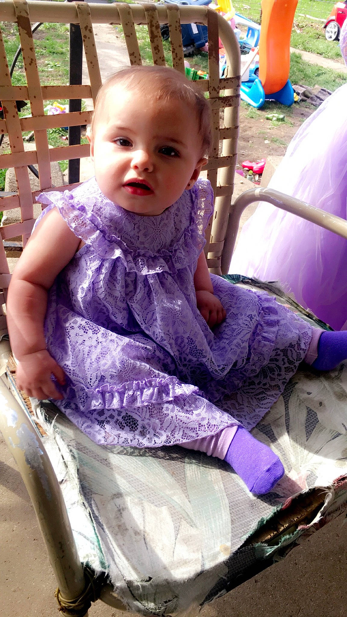 Izabella is registered to the contest to win money with this photo: baby, baby_carriage, baby_products, baby_toddler_clothing, cheek, child, fun, grass, hairstyle, happy, iris, leisure, magenta, people, person, pink, product, purple, sitting, toddler