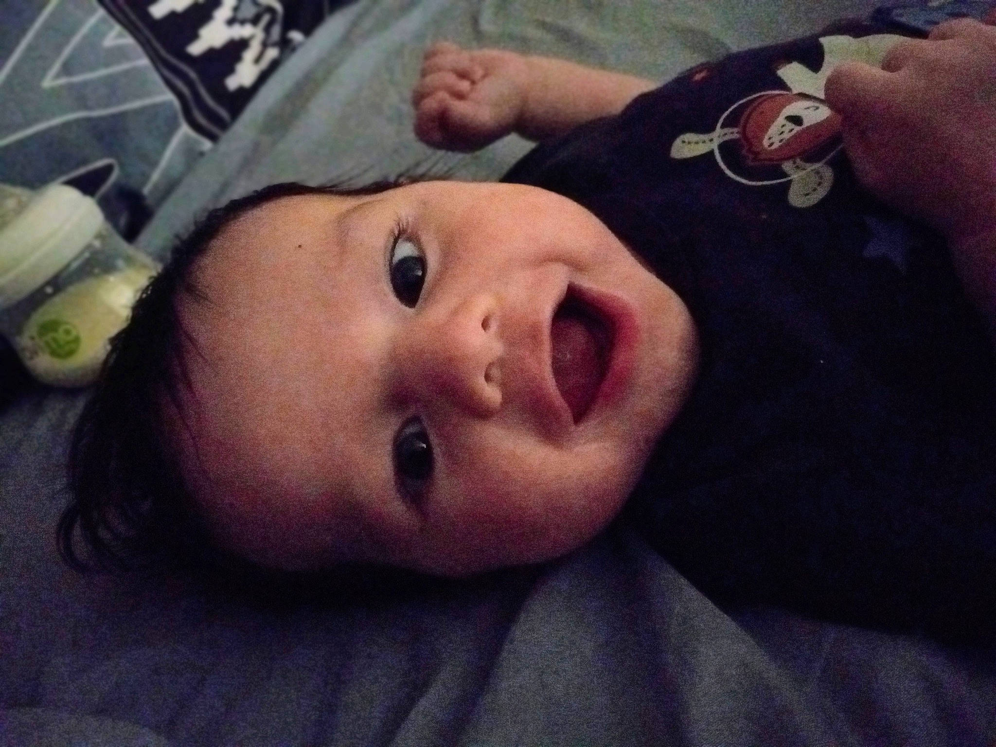 Gabe is registered to the contest to win money with this photo: baby, baby_toddler_clothing, cheek, cloud, cool, eyebrow, eyelash, flash_photography, forehead, grass, happy, iris, lip, mouth, nose, person, plant, skin, sleeve, smile