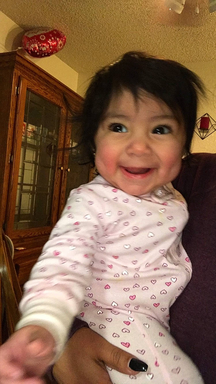 Jessie is registered to the contest to win money with this photo: baby, beauty, cheek, child, chin, daughter, iris, joy, lip, neck, person, pink, skin, smile, toddler