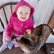 Elia is registered to the contest to win money with this photo: animal, baby, cat, clothing, coat, face, hat, head, hood, hoodie, hosiery, knitwear, person, pet, photography, portrait, sock, sweater, sweatshirt, wood