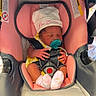 Khazaria joined the competition — help win amazing prizes! baby, newborn, car_seat, pacifier, hat, pink, gray, sleeping, infant, child, safety_belt, clothing, cute, resting, soft, indoor, small_hands, tiny_feet, head_support, baby_gear
