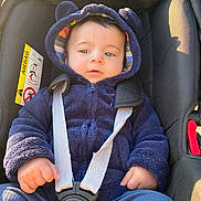 Aaron participe au concours pour gagner de l'argent avec cette photo : baby, baby_boy, blue_clothing, car_seat, casual, child, cute, face, fuzzy_jacket, hands, hoodie, infant, infant_care, outdoor_light, portrait, safety_straps, seatbelt, toddler, warm_clothing, young_child