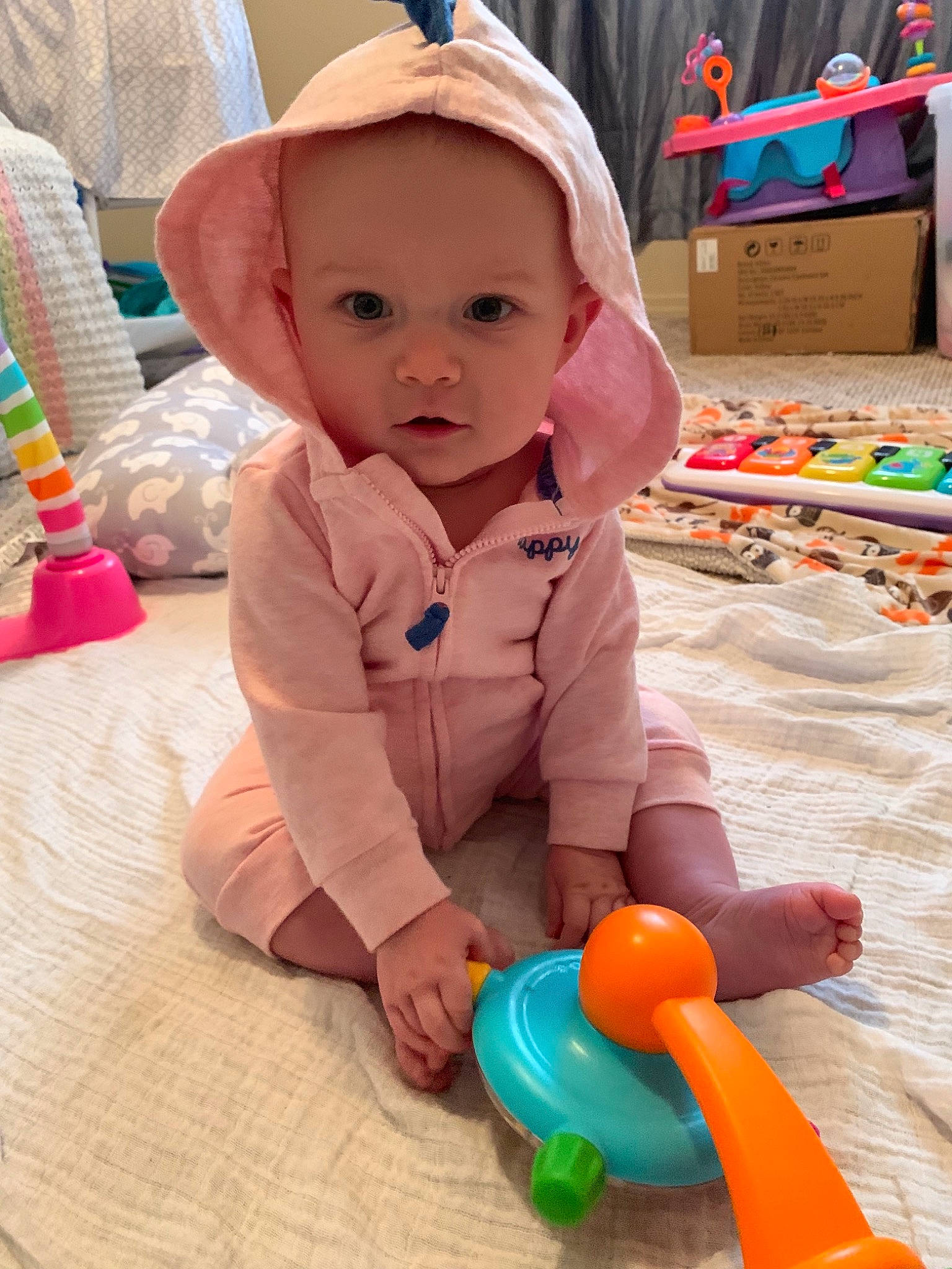 Nora joined the competition — help win amazing prizes! baby, baby_playing_with_toys, baby_toys, child, person, play, toddler, toy