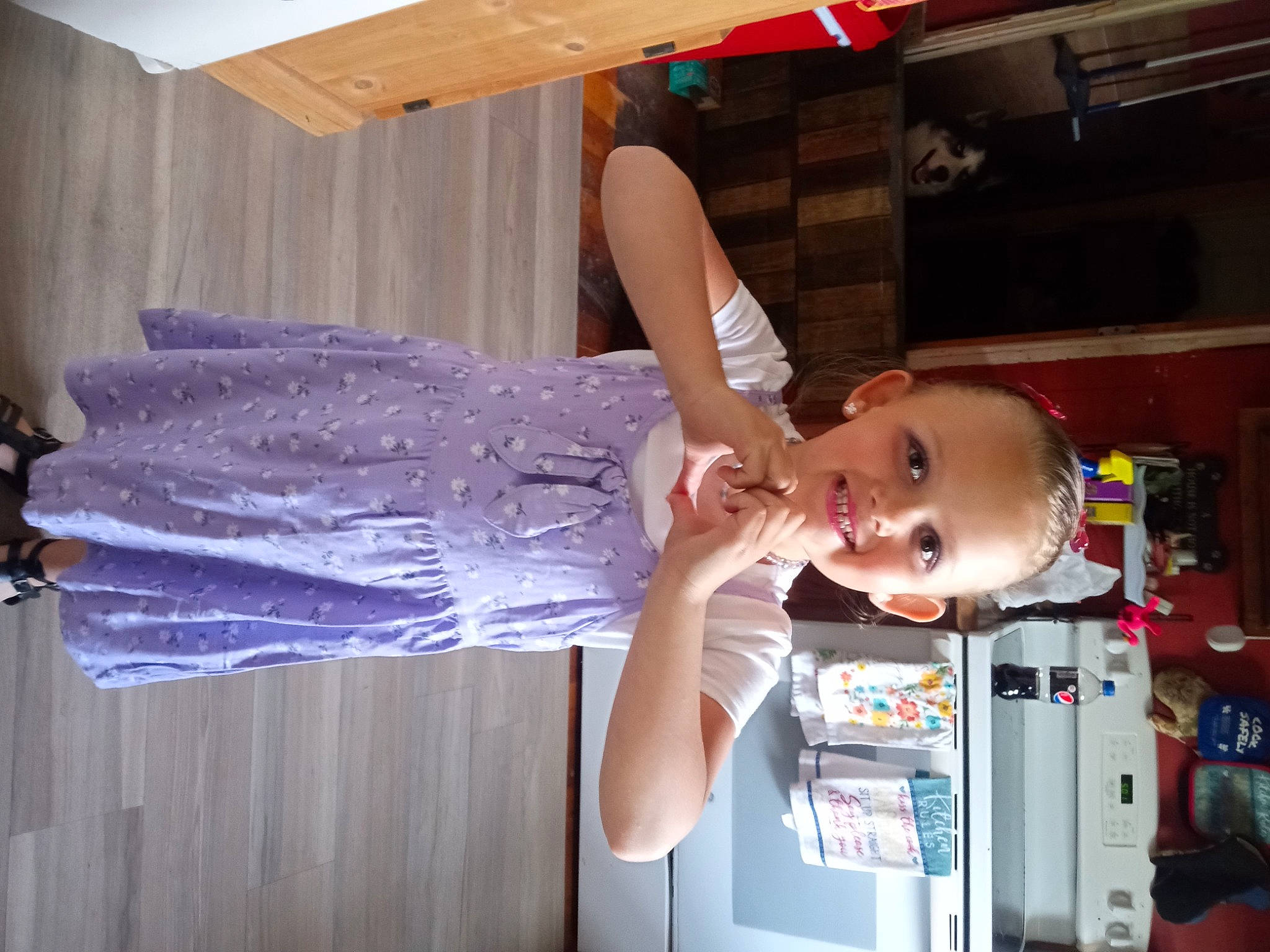 Alaina joined the competition — help win amazing prizes! baby, dress, fun, joy, machine, magenta, person, room, toddler