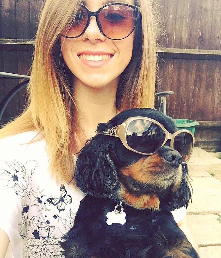 Louie joined the competition — help win amazing prizes! blond, brown_hair, canidae, companion_dog, cool, dog, dog_breed, eyewear, fur, glasses, hair, hairstyle, happy, joy, long_hair, person, photography, puppy_love, selfie, smile