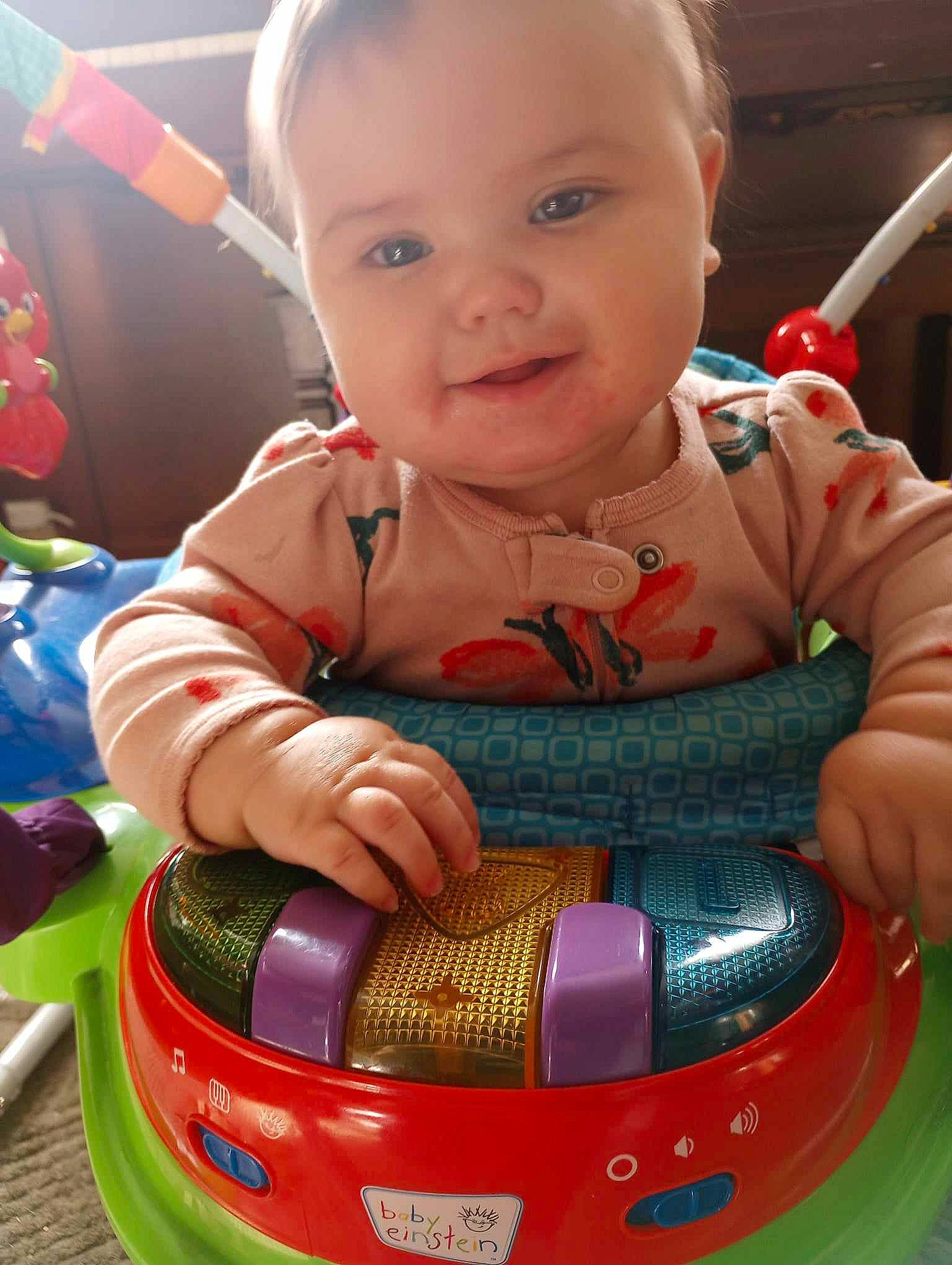 Shaelynn joined the competition — help win amazing prizes! baby, baby_carriage, baby_playing_with_toys, baby_products, baby_safety, baby_toddler_clothing, baby_toys, cheek, child, finger, fun, happy, iris, joy, nose, person, product, sitting, skin, smile