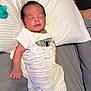 Cody Ryan is registered to the contest to win money with this photo: baby, newborn, sleeping, blanket, pillow, bed, onesie, koala_print, pacifier, infant, cute, peaceful, child, indoor, resting, soft_lighting, striped_blanket, human, toddler, sleep