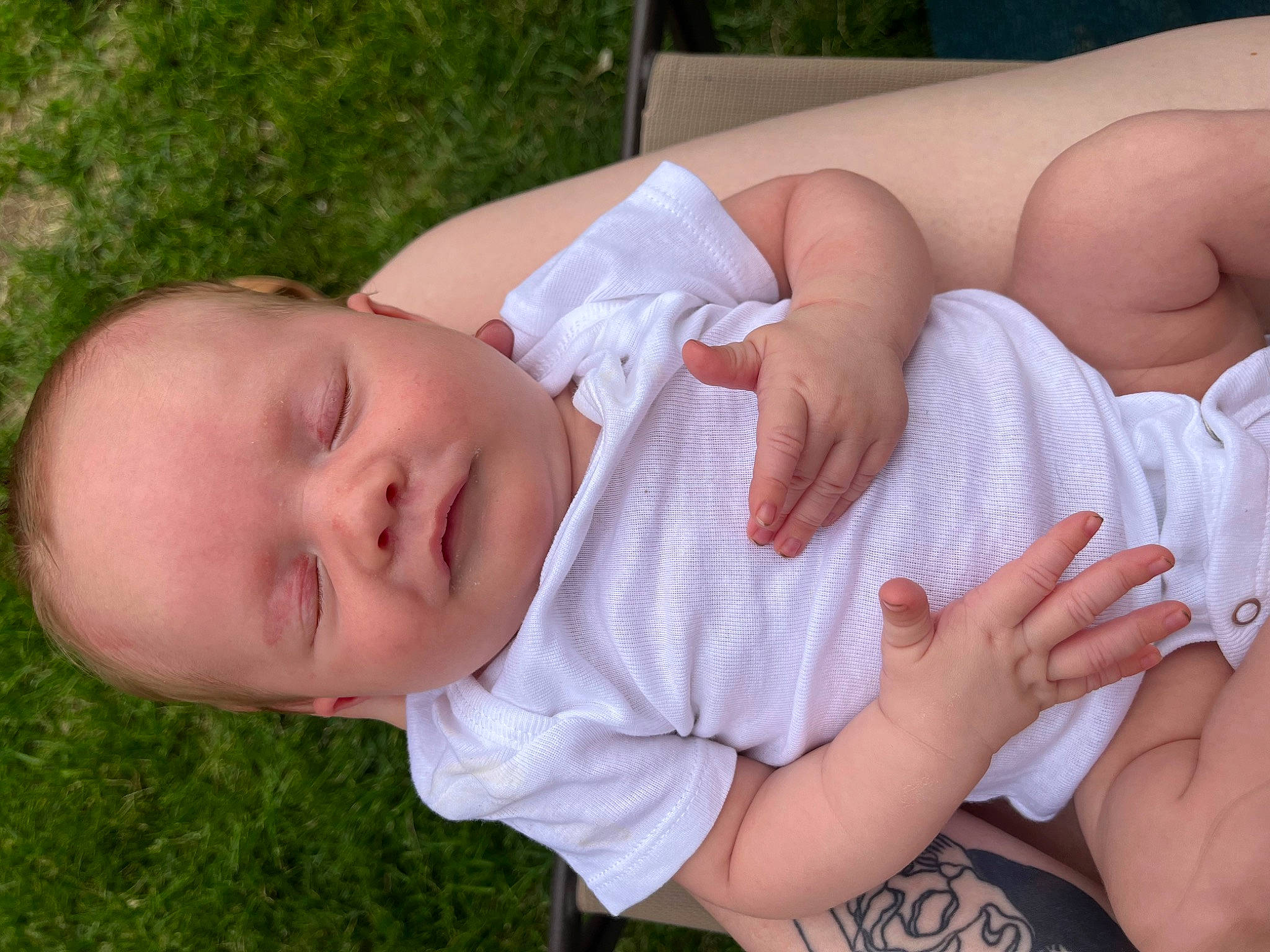 Lennon joined the competition — help win amazing prizes! arm, baby, baby_toddler_clothing, cheek, chest, child, comfort, elbow, eye, finger, grass, hand, happy, human, human_body, muscle, person, plant, skin, smile