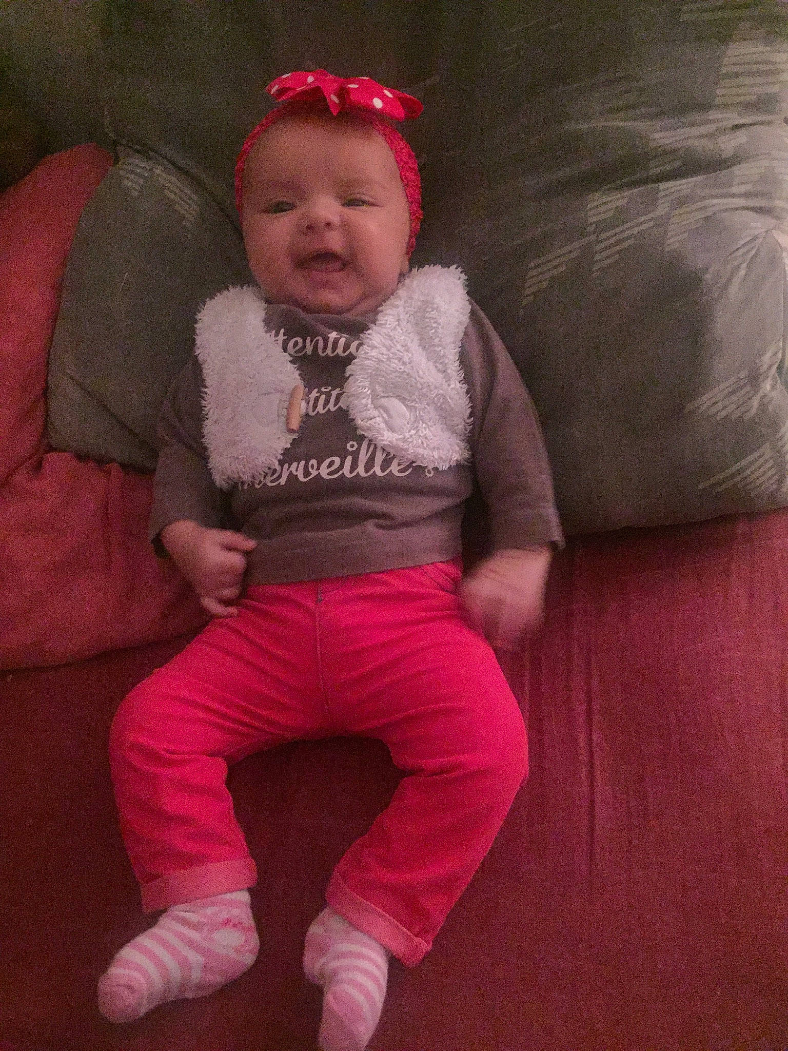 Analia participe au concours pour gagner de l'argent avec cette photo : baby, cheek, child, fun, magenta, person, pink, sitting, skin, smile, toddler