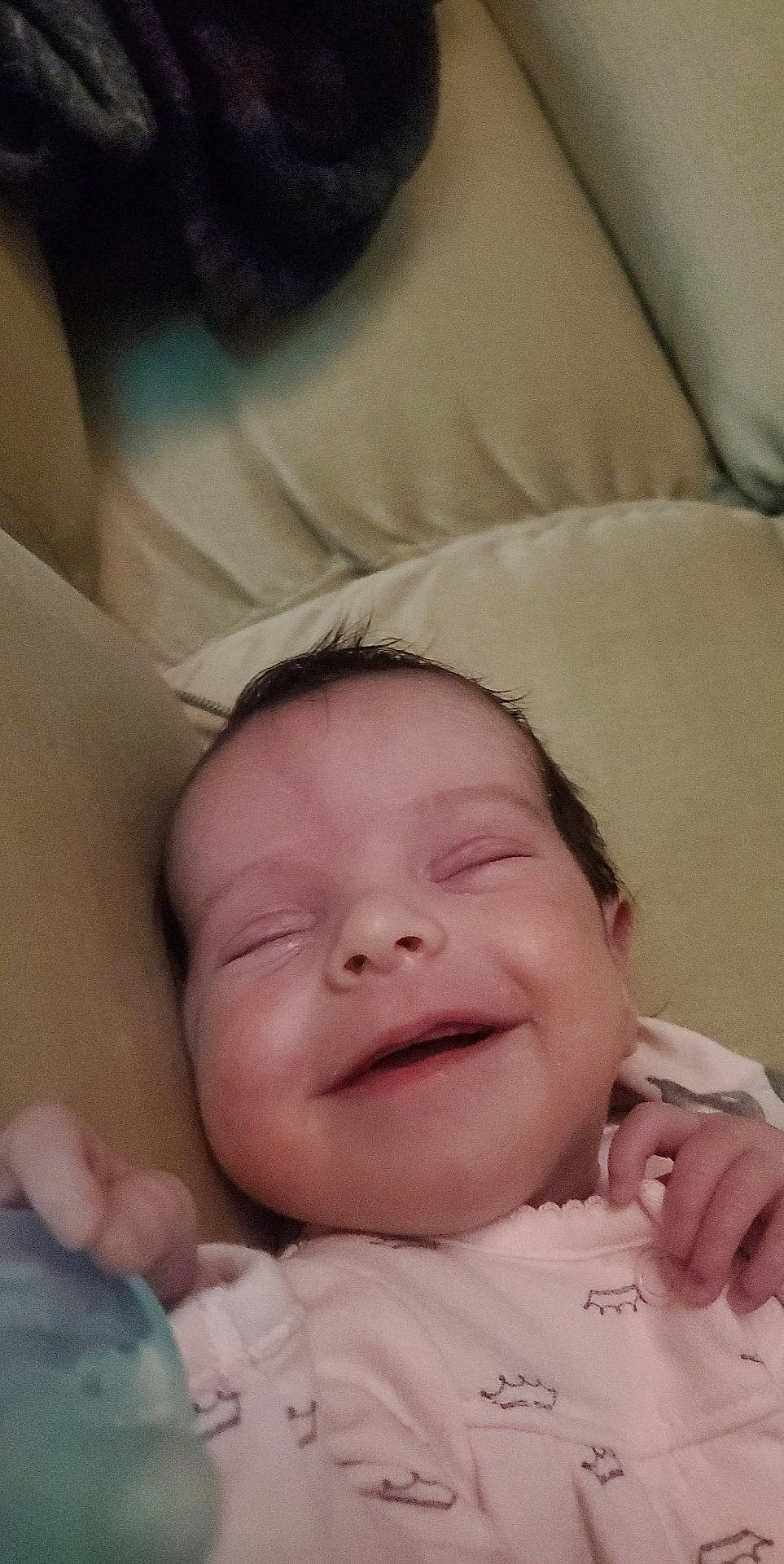 Braylee is registered to the contest to win money with this photo: baby, baby_toddler_clothing, cheek, chin, comfort, eyebrow, face, finger, gesture, happy, head, iris, lip, mouth, nose, person, pink, skin, sleeve, smile