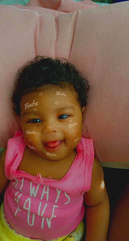 Amoura joined the competition — help win amazing prizes! baby, black_hair, cheek, child, chin, eye, eyebrow, face, forehead, fun, hair, hairstyle, head, joy, lip, neck, nose, person, pink, skin