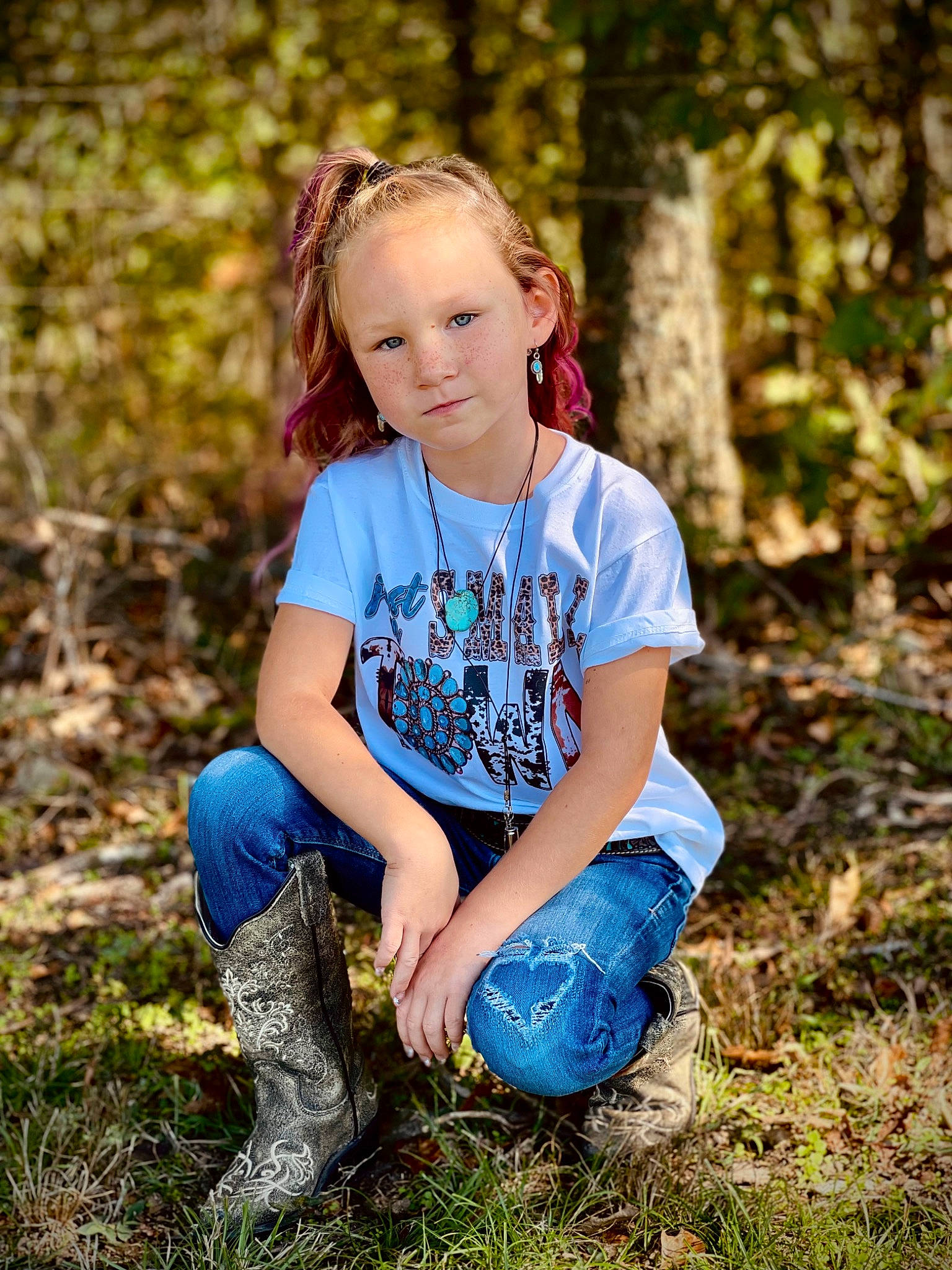 Nayely joined the competition — help win amazing prizes! clothing, electric_blue, flash_photography, forest, fun, grass, happy, leg, long_hair, people_in_nature, person, plant, sneakers, summer, sunlight, t_shirt, toddler, tree, wood, woodland