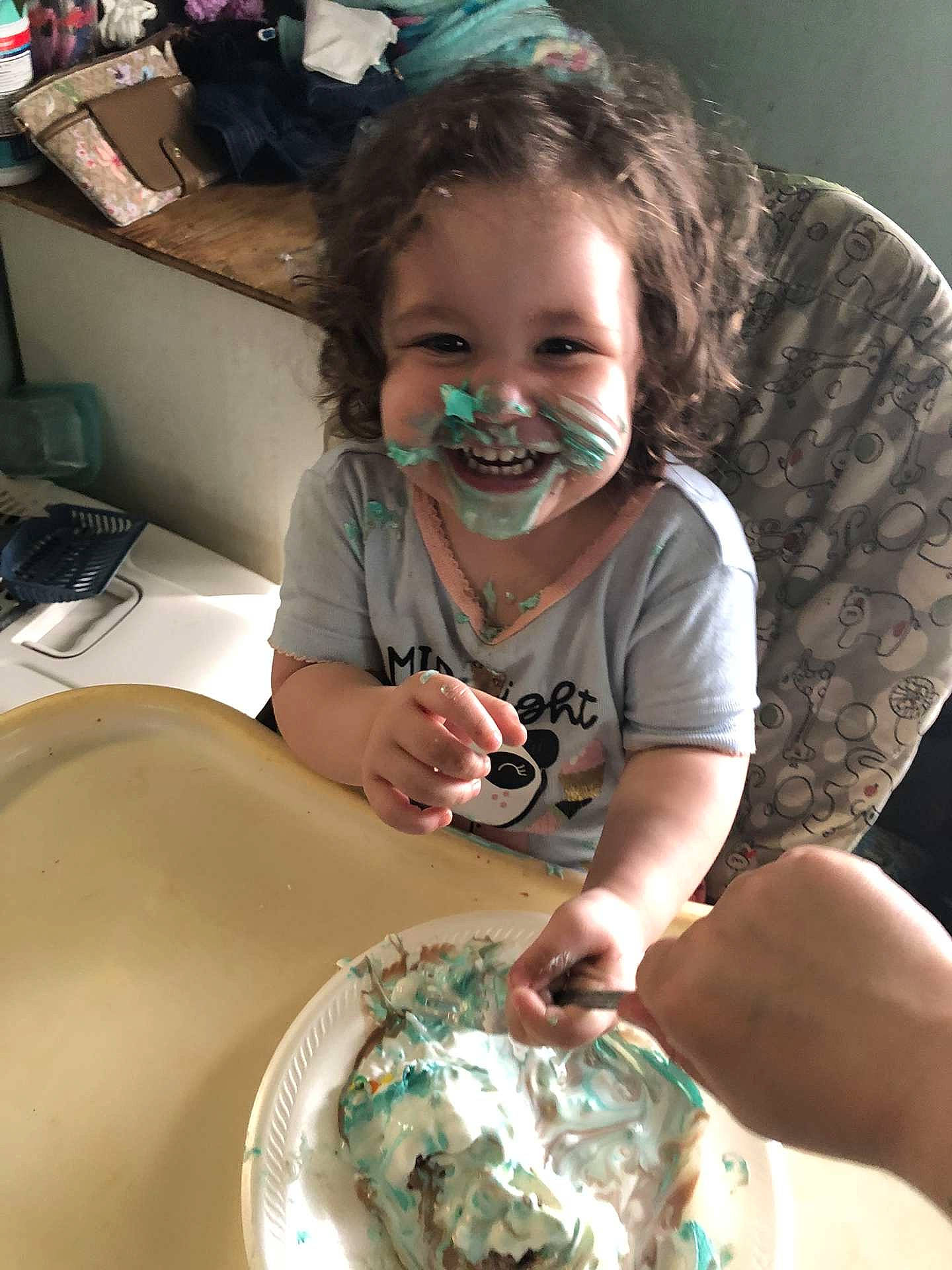 Monika joined the competition — help win amazing prizes! automotive_wheel_system, bowl, chair, child, circle, comfort_food, computer_keyboard, dishware, fun, happy, laugh, person, plate, porcelain, serveware, sitting, smile, t_shirt, table, tableware