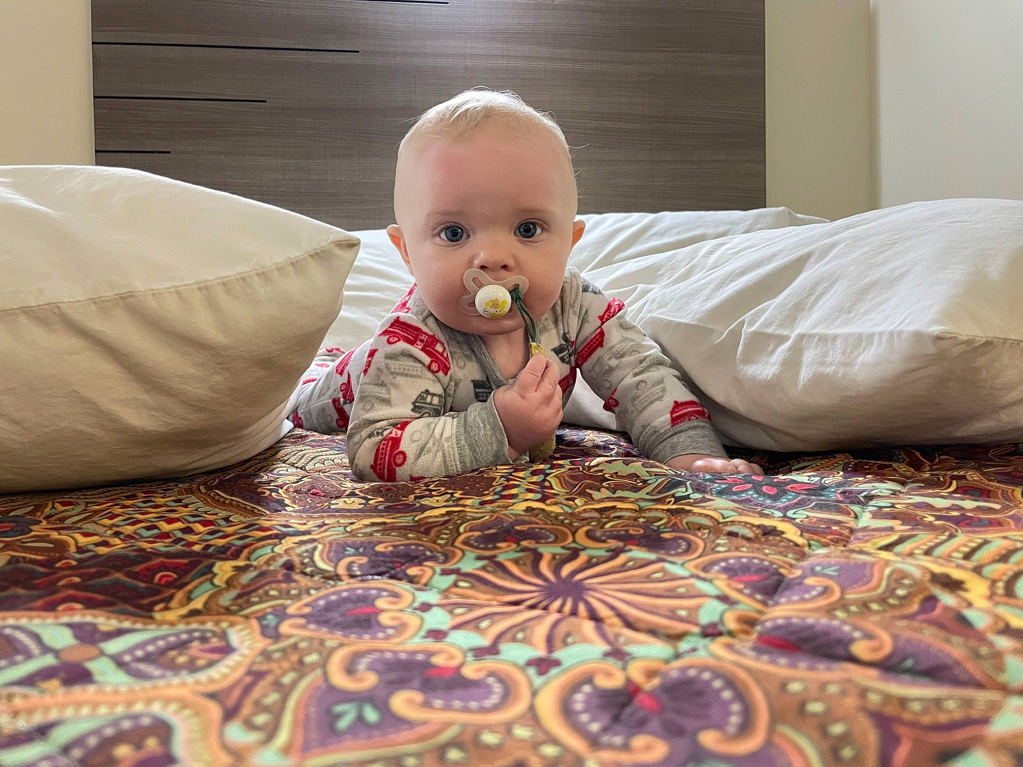 Colton joined the competition — help win amazing prizes! baby, baby_toddler_clothing, bed_sheet, bedding, carpet, child, comfort, crawling, floor, flooring, fun, happy, hardwood, linens, pattern, person, room, sitting, textile, toddler