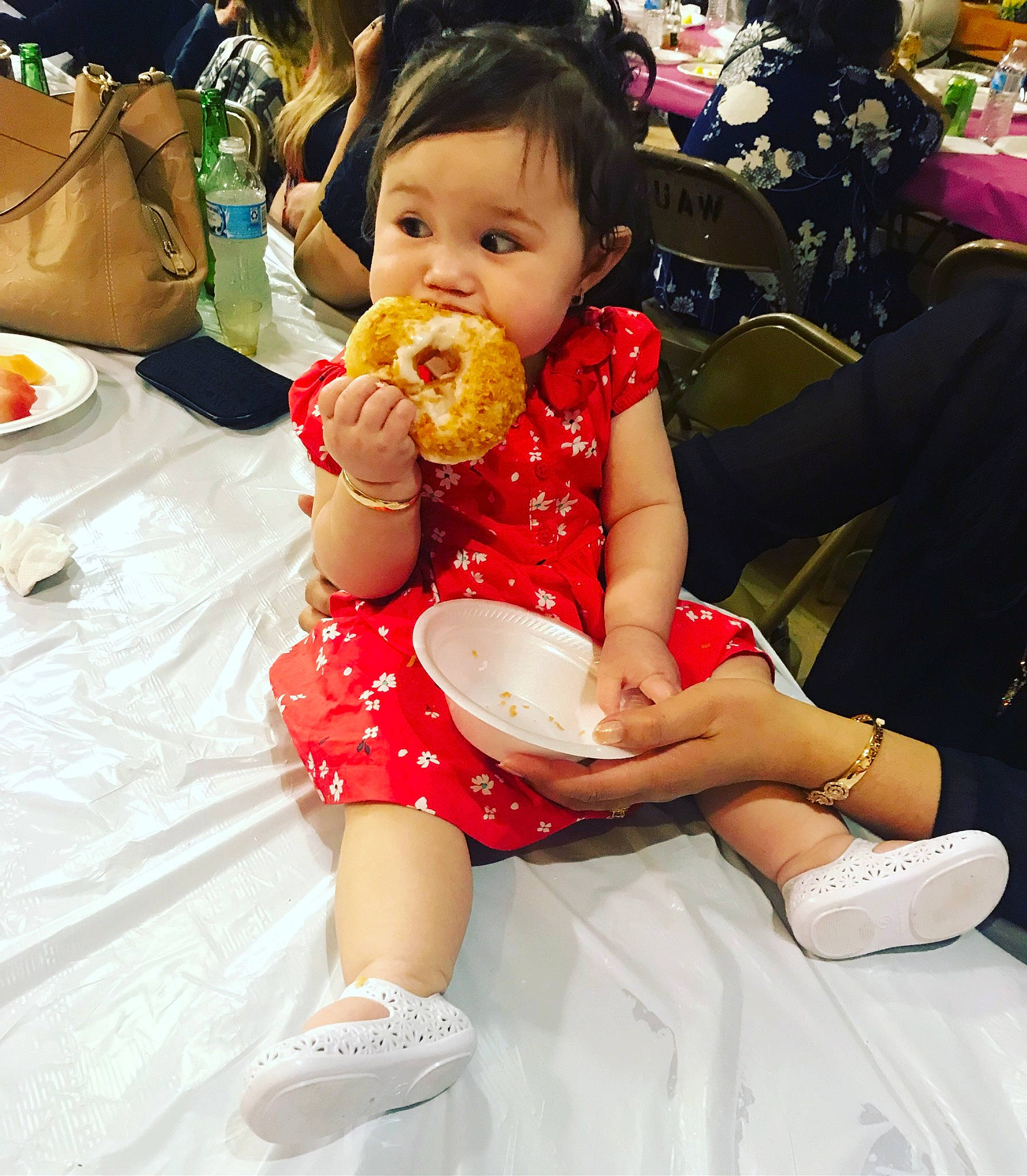 Aubrie joined the competition — help win amazing prizes! baby, beauty, cheek, child, daughter, ear, food, happy, leg, person, product, sitting, skin, snapshot, toddler