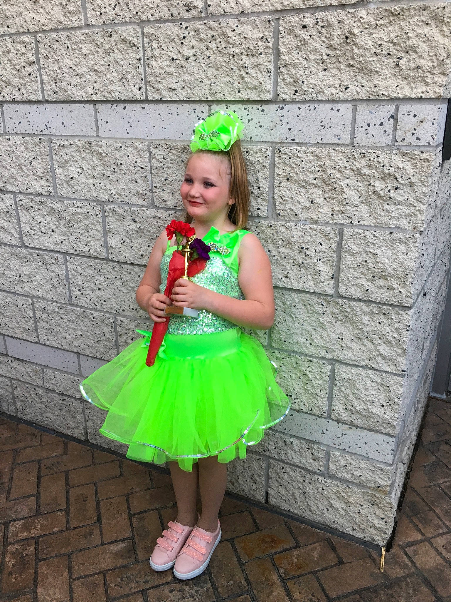 Morgan joined the competition — help win amazing prizes! child, clothing, costume, costume_accessory, dress, green, joy, person, toddler