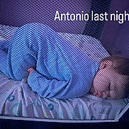 Antonio is registered to the contest to win money with this photo: baby, bed, blanket, cradle, crib, cushion, face, furniture, head, homedecor, infantbed, mosquitonet, newborn, person, sleeping