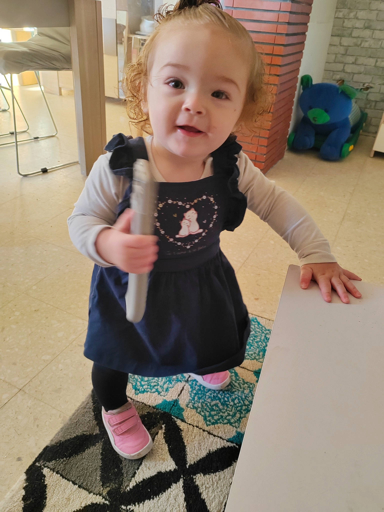 Noellia participe au concours pour gagner de l'argent avec cette photo : baby, baby_toddler_clothing, child, dress, fashion_accessory, fashion_design, flooring, happy, human_leg, joint, magenta, pattern, person, sitting, sleeve, smile, sock, standing, t_shirt, textile