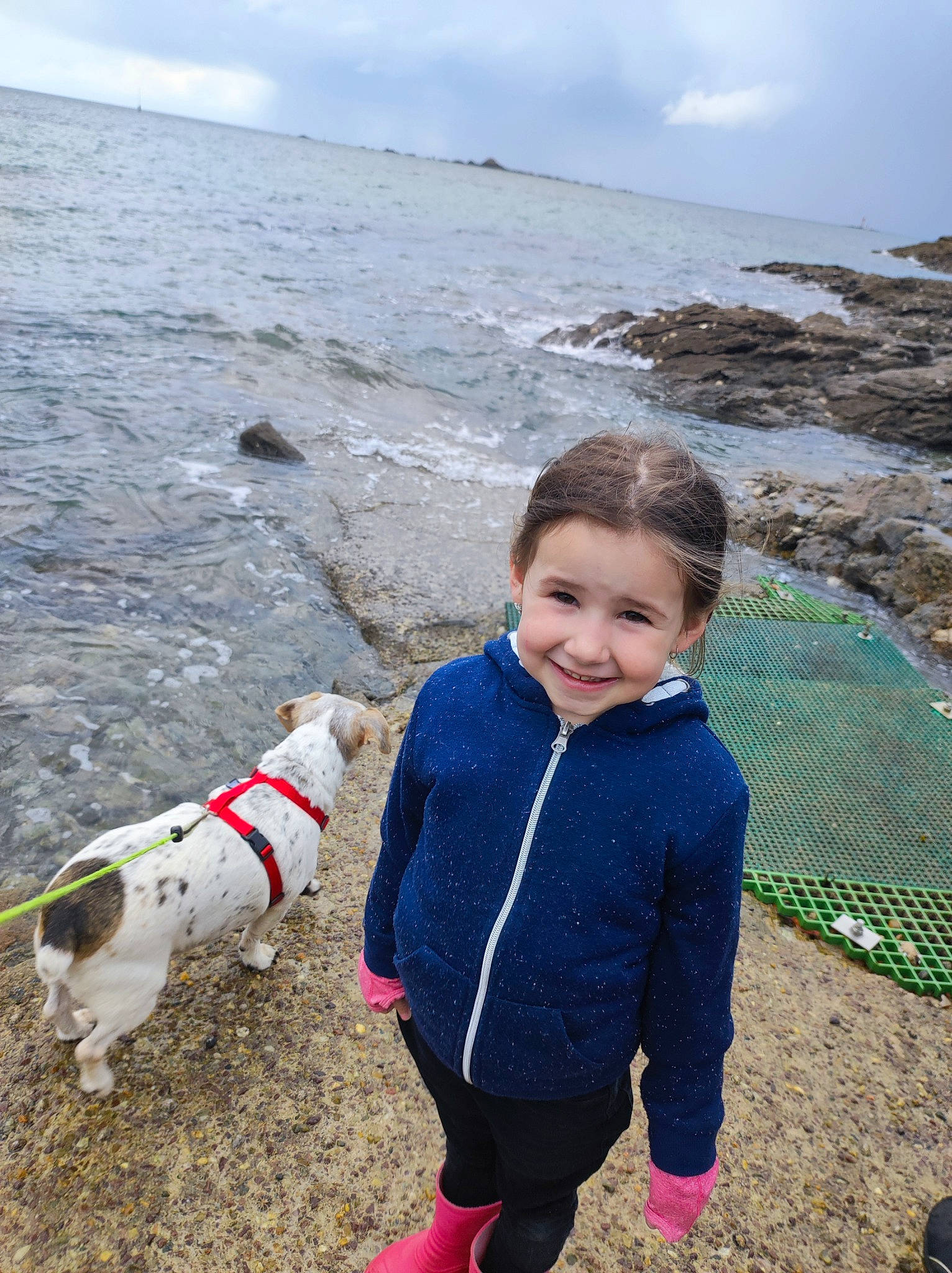 Iléana participe au concours pour gagner de l'argent avec cette photo : beach, carnivore, cloud, companion_dog, dog, dog_breed, fawn, fun, happy, joy, lake, leisure, people_in_nature, person, recreation, sand, shore, sky, smile, toddler