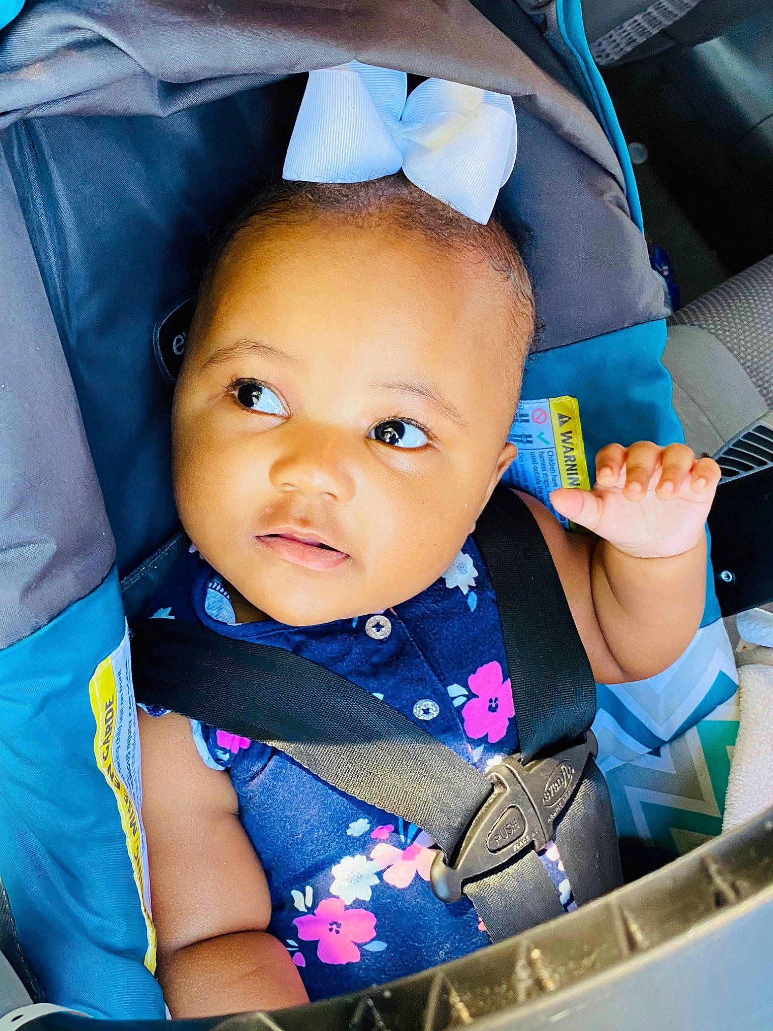 Promise Dior joined the competition — help win amazing prizes! auto_part, baby, baby_carriage, baby_in_car_seat, baby_products, blue, car_seat, cheek, child, eye, face, head, nose, person, product, skin, toddler