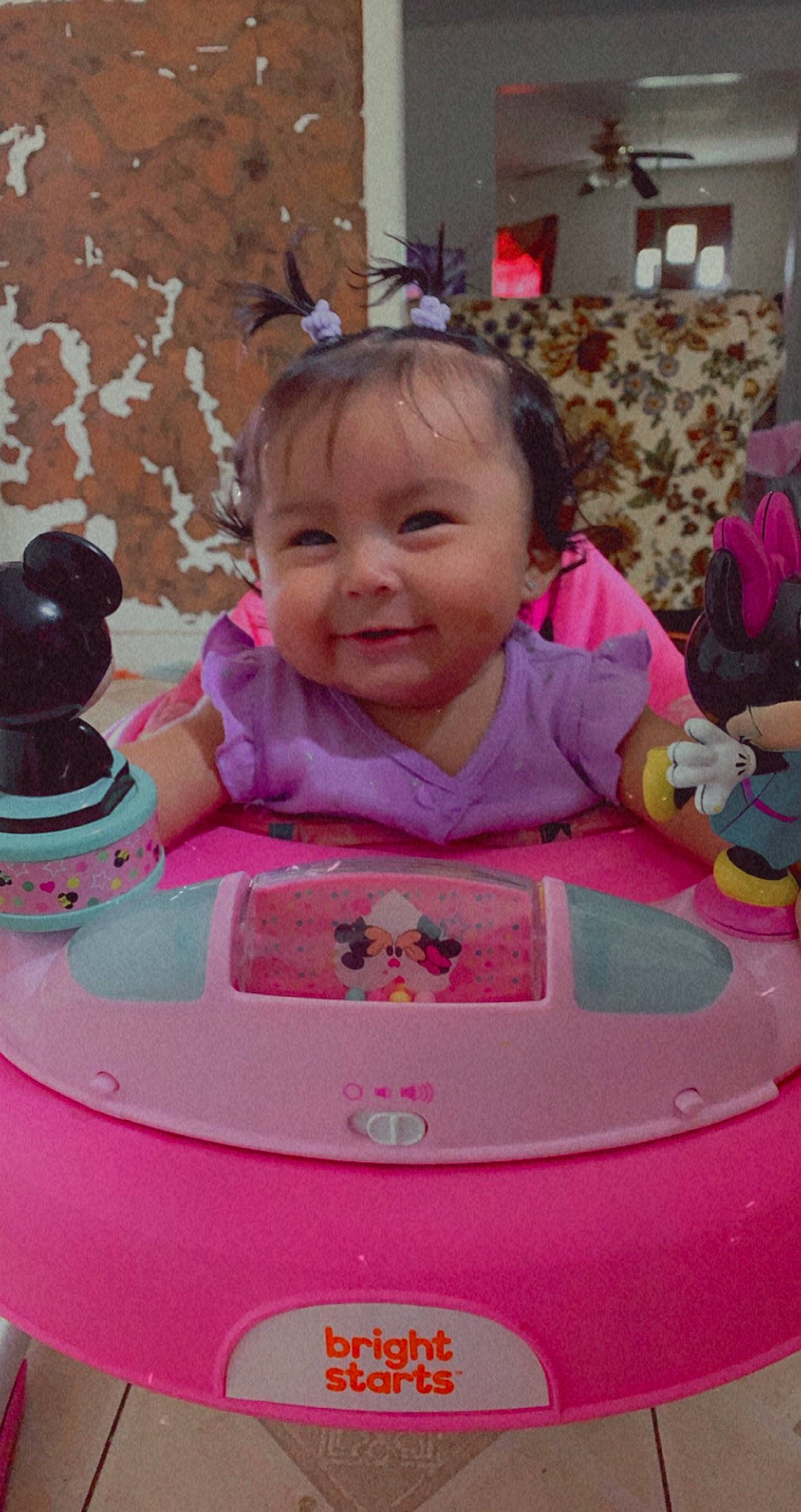 Zariah joined the competition — help win amazing prizes! baby, baby_products, baby_toddler_clothing, baby_toys, cheek, child, happy, joy, magenta, person, pink, plastic, play, riding_toy, smile, toddler, toy