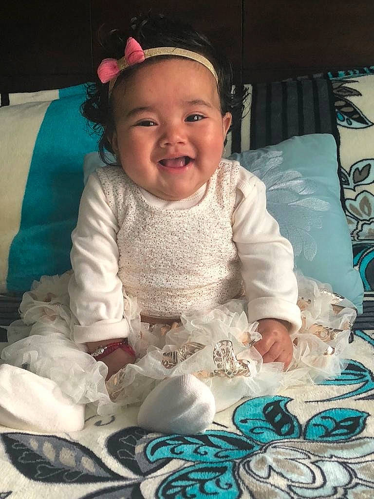 Aleah joined the competition — help win amazing prizes! child, day, eye, fun, girl, hair_accessory, head, infant, iris, joy, material, person, play, product, sitting, skin, smile, textile, toddler