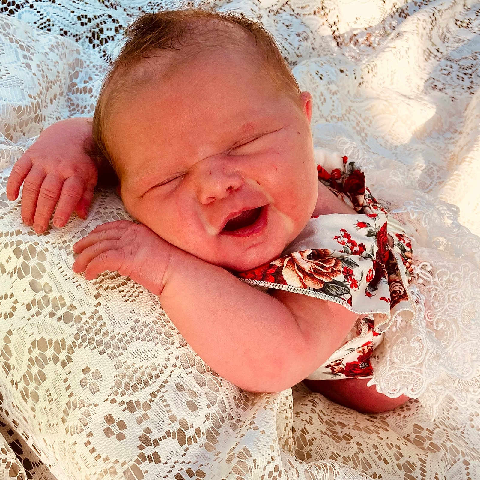 Aarabella Zhonae joined the competition — help win amazing prizes! baby, closeup, clothing, cozy, cute, fabric, face, floral, hands, infant, lace, newborn, peaceful, portrait, resting, skin, sleepy, soft_light, texture, tiny_hands