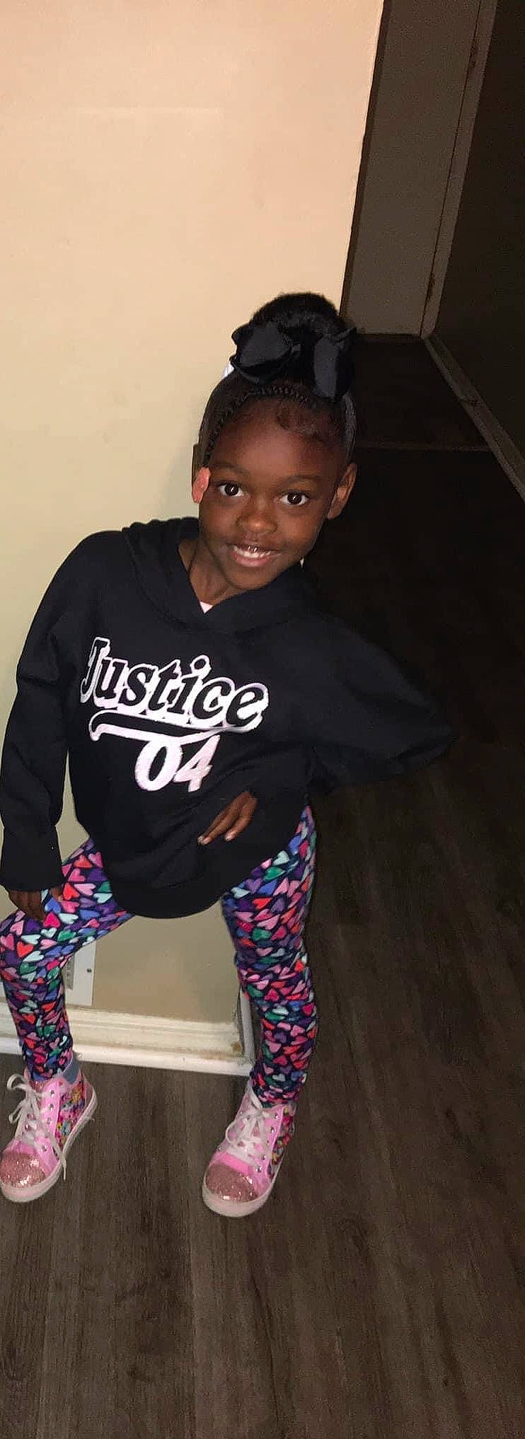 Natalyah joined the competition — help win amazing prizes! active_pants, black_hair, cool, electric_blue, face, fashion_design, flash_photography, fun, hair, head, joy, knee, leg, magenta, person, sleeve, smile, sneakers, sportswear, street_fashion