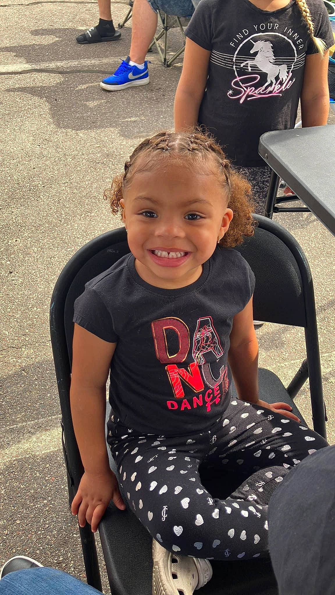 Nyomi joined the competition — help win amazing prizes! black, blue, chair, child, event, fun, furniture, happy, joint, joy, leisure, people, person, recreation, sleeve, smile, style, t_shirt, toddler, tree