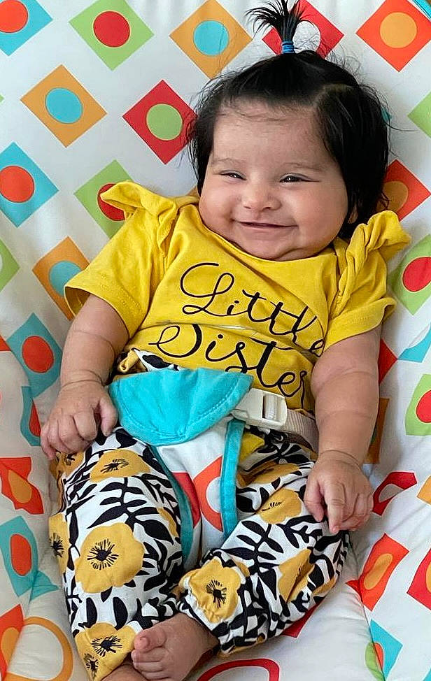 Maahi joined the competition — help win amazing prizes! arm, baby, baby_toddler_clothing, cheek, comfort, eye, face, finger, hairstyle, happy, head, joy, person, pink, product, skin, sleeve, smile, t_shirt, textile