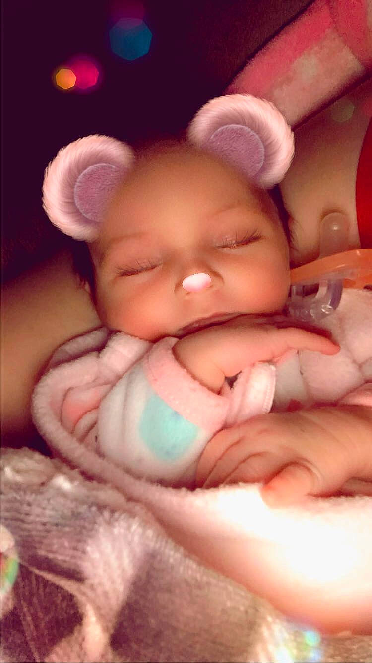 Zophia is registered to the contest to win money with this photo: baby, bedtime, birth, cheek, child, hand, person, pink, skin