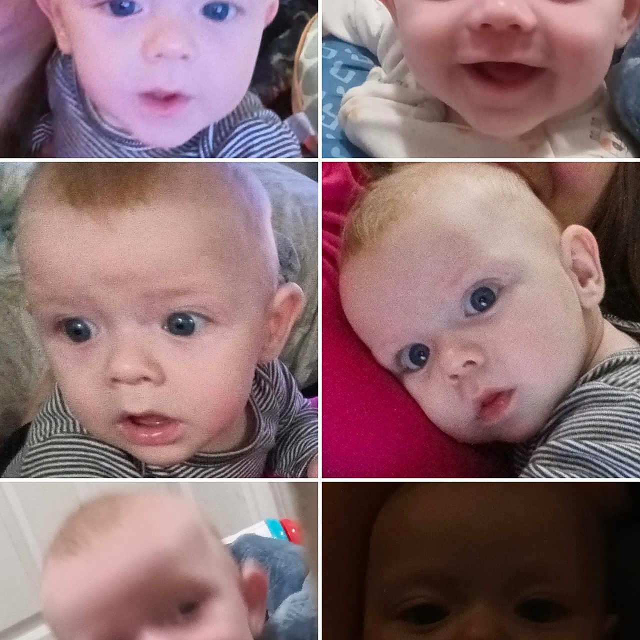 Adam is registered to the contest to win money with this photo: baby, blurry, child, closeup, collage, curious, cute, expression, eyes, face, head, indoor, infant, mouth, multiple, person, portrait, skin, smile, young