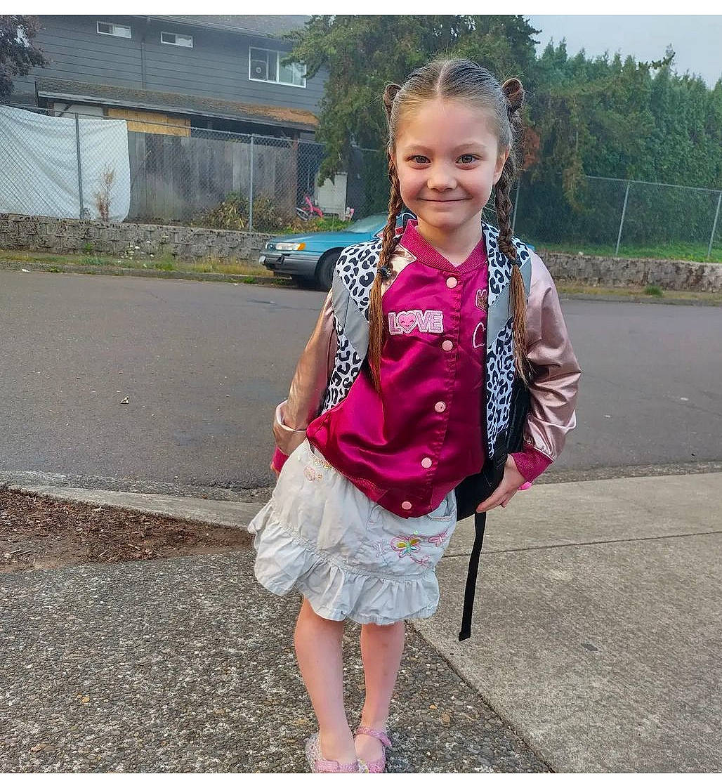 Lilly joined the competition — help win amazing prizes! asphalt, bag, day_dress, dress, electric_blue, fun, hair, happy, jewellery, joy, magenta, neck, outerwear, person, pink, plant, sleeve, smile, toddler, tree