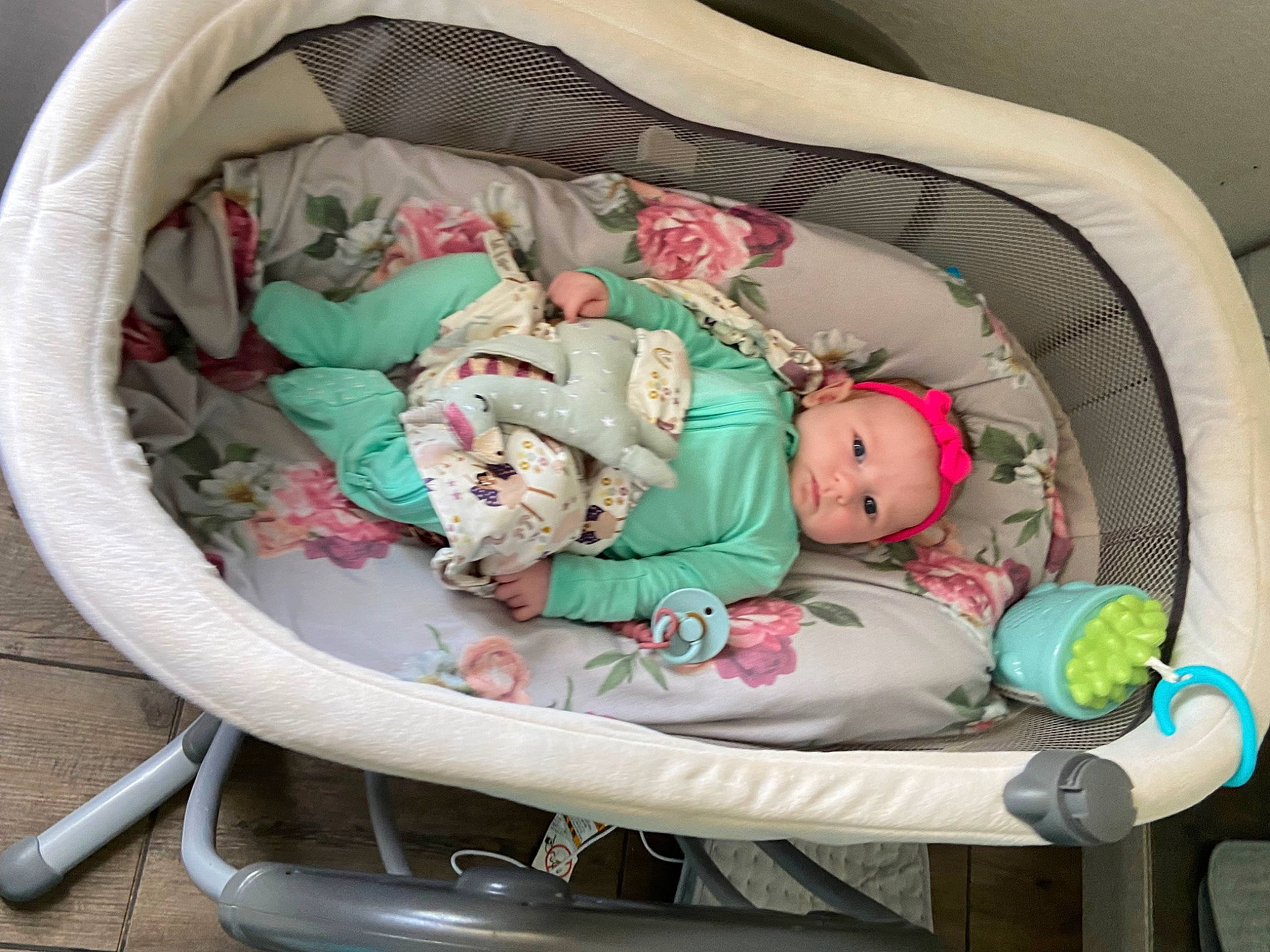 Kenley is registered to the contest to win money with this photo: baby, baby_carriage, baby_products, baby_safety, baby_sleeping, baby_toddler_clothing, baby_toys, bag, child, comfort, cradle, infant_bed, laundry_basket, linens, packing_materials, person, pink, product, room, textile